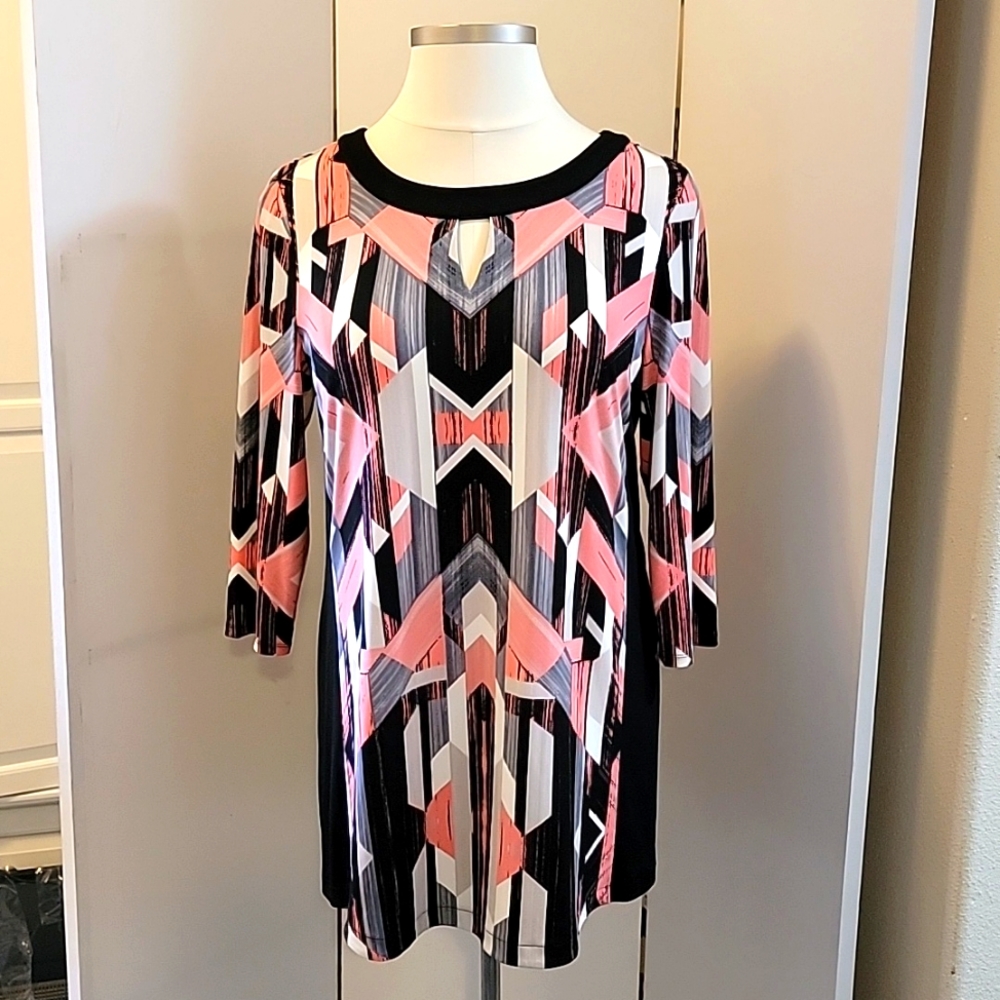 Alfani long sleeve salmon/black dress Size XL